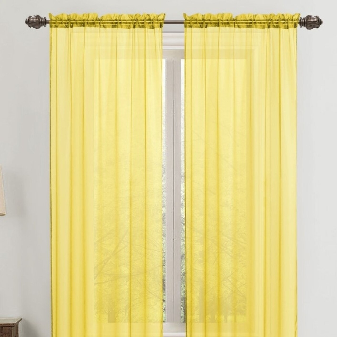 Unbranded 2-Panel: 90" Neon Colored Celine Rod Pocket Sheer Voile Window Curtain Panel